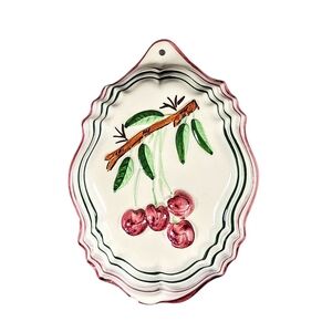 Vintage Hand Painted Cherry Ceramic Food Mold 9 in